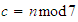 $c=n\func{mod}7$