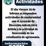 Suspensión Actividades 15 Febrero