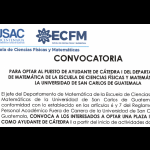 Convocatoria Auxiliar de Lic. Matemática - ECFM 2021