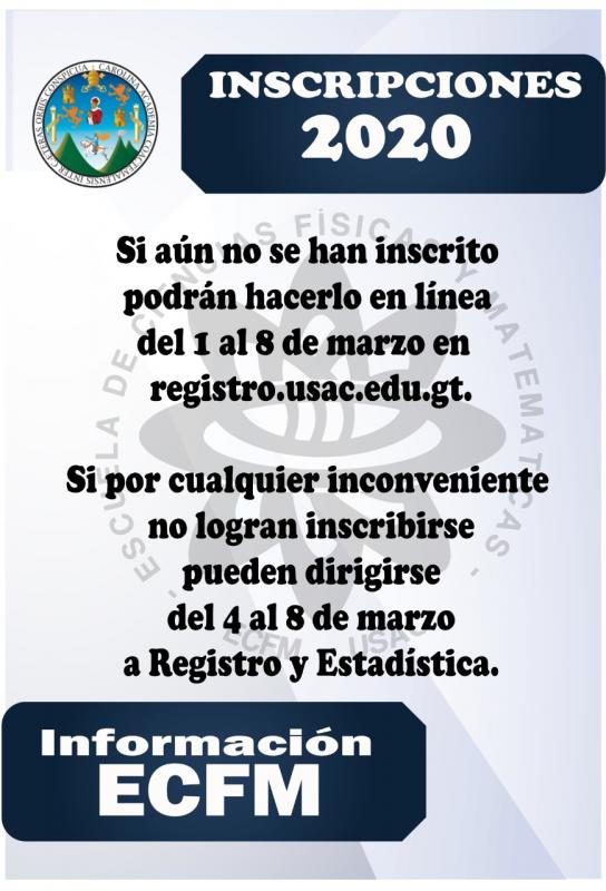 Inscripciones extemporáneas 2020.