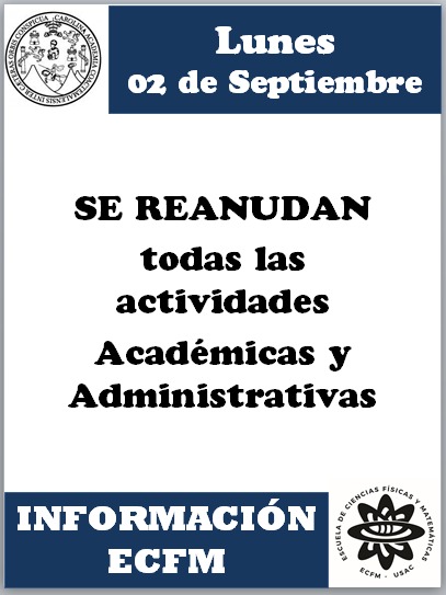 SE REANUDAN DE ACTIVIDADES ECFM - Académicas y administrativas