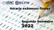 Calendario Exámenes Finales Segundo Semestre 2022