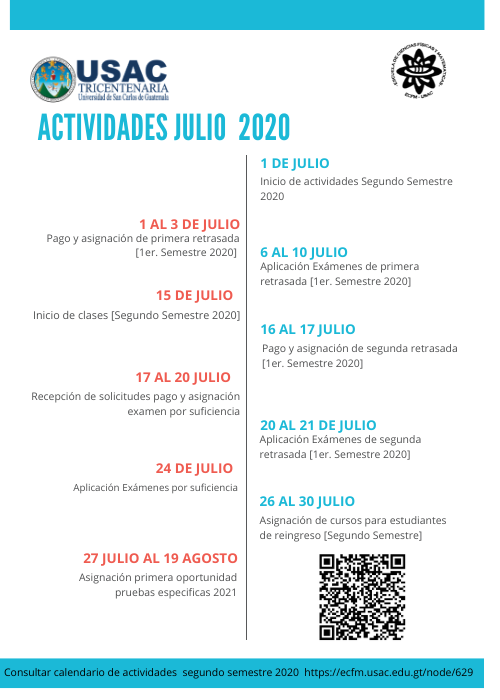 ACTIVIDADES IMPORTANTES JULIO 2020